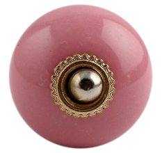 Pink Round Golden Fitting Ceramic Cabinet Knob